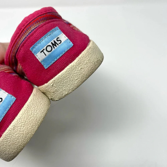 Toms Avalon Raspberry Stripe Woven Slip On Sneakers - Picture 9 of 10